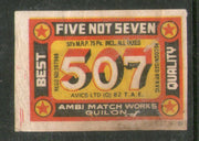 India FIVE NOT SEVEN Brand Safety Match Box Label # MBL268