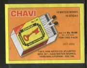 India CHAVI Brand Big Safety Match Box Label # MBL26