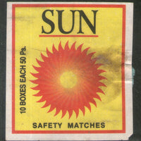 India SUN Brand Big Safety Match Box Label # MBL270