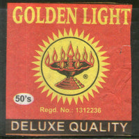 India GOLDEN LIGHT Brand Big Safety Match Box Label # MBL276