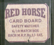 India RED HORSE Brand Safety Match Box Label # MBL279