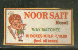 India NOOR SAIT Brand Safety Match Box Label # MBL280