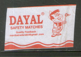 Étiquette de boîte d'allumettes de sécurité de marque India DAYAL n° MBL296