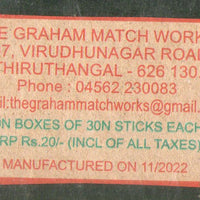 India GRAHAM Brand Safety Match Box Label # MBL304