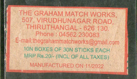 India GRAHAM Brand Safety Match Box Label # MBL304