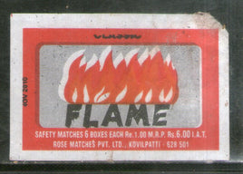 India FLAME Brand Safety Match Box Label # MBL305