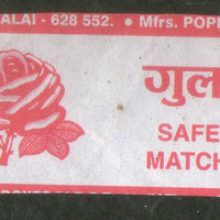 India ROSE Flower Brand Safety Match Box Label # MBL306