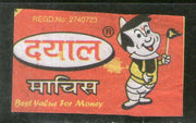 India DAYAL Brand Safety Match Box Label # MBL325
