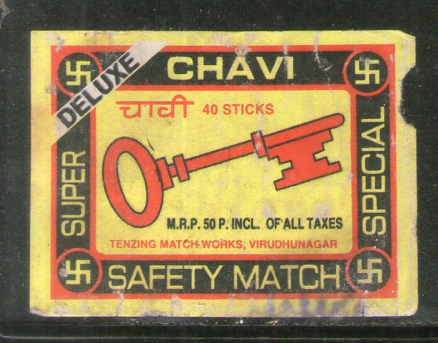 India CHAVI Brand Match Box Label # MBL329