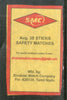 India SMC Brand Safety Match Box Label # MBL331