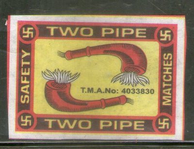 India TWO PIPE Brand Safety Match Box Label # MBL333