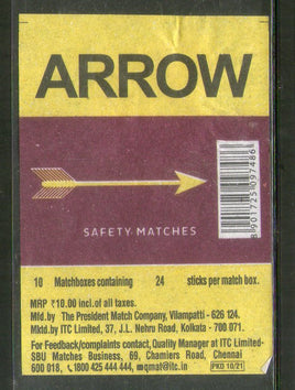 India ARROW Brand Safety Match Box Label # MBL337