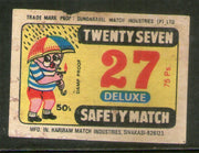 India TWENTY SEVEN Brand Safety Match Box Label # MBL338