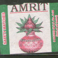 India AMRIT Brand Safety Match Box Label # MBL344