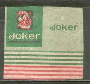 India JOKER Brand Safety Match Box Label # MBL345
