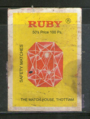 India RUBY Brand Safety Match Box Label # MBL352