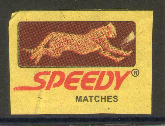 India SPEEDY Tiger Brand Safety Match Box Label # MBL358