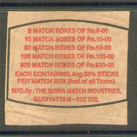 India SURYA Brand Safety Match Box Label # MBL362