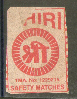 Étiquette de boîte d'allumettes de sécurité de marque indienne SHREE n° MBL365