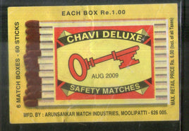 Étiquette de boîte d'allumettes de marque India CHAVI n° MBL375