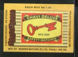 Étiquette de boîte d'allumettes de marque India CHAVI n° MBL377