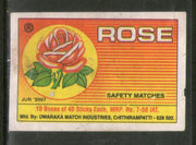 India ROSE Flower Brand Safety Match Box Label # MBL385