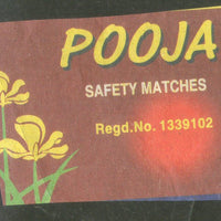 India POOJA Brand Safety Match Box Label # MBL387