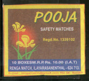 India POOJA Brand Big Safety Match Box Label # MBL391