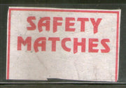 India Brand Safety Match Box Label # MBL60