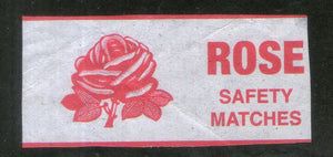 India ROSE Flower Brand Safety Match Box Label # MBL72