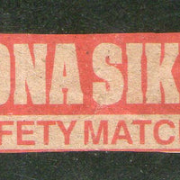 India SONA SIKKA Brand Safety Match Box Label # MBL76