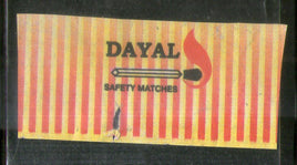 Étiquette de boîte d'allumettes de sécurité de marque India DAYAL n° MBL96