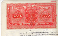 India Fiscal Rs.500 Ashokan Stamp Paper Court Fee Revenue WMK-16 Good Used # Sp26I