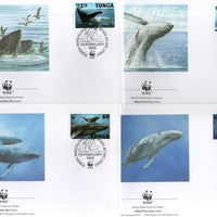 Tonga 1996 Humpback Whale Marine Life Fish Sc 915-18 Fauna WWF FDCs Set # 194
