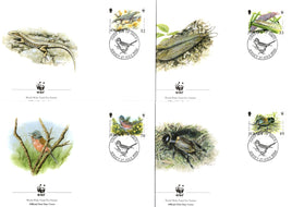 Jersey 2004 WWF Wildlife Animals Bird Insect Reptiles Lizard Sc 1134-7 FDCs # 345