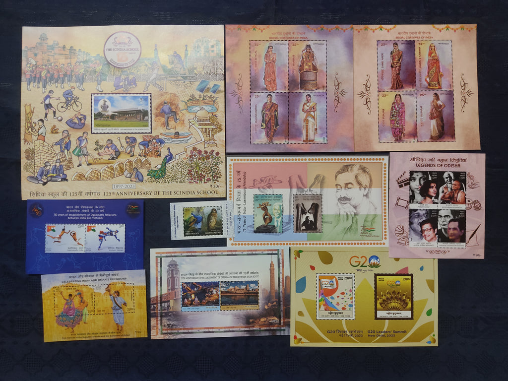 India 2023 Year Pack of 10 M/s on Brides G20 Birds Joints Issue MNH