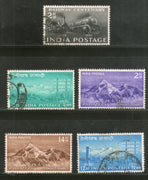 India 1953 Used Year Pack of 5 Stamps Railway Mount Everest Telegraphs # 1427