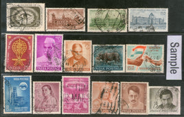 India 1962 Used Year Pack of 15 Stamps Oil Refinery High Court Wildlife Malaria