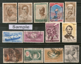 India 1965 Used Year Pack of 13 Stamps Mt. Everest Lincoln Ship