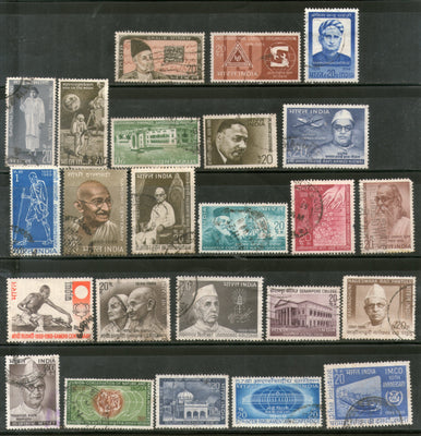 India 1969 Used Year Pack of 24 Stamps Tiger Luther ILO Mahatma Gandhi Air Mail Sikhism # 1765