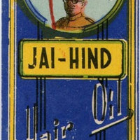 India JAI HIND Flag Subhash Chandra Bose Patriotic Vintage Hair Oil Label RARE
