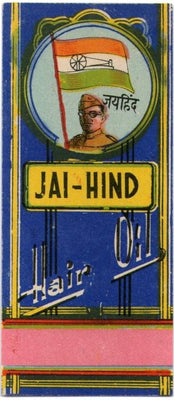 India JAI HIND Flag Subhash Chandra Bose Patriotic Vintage Hair Ol Label RARE
