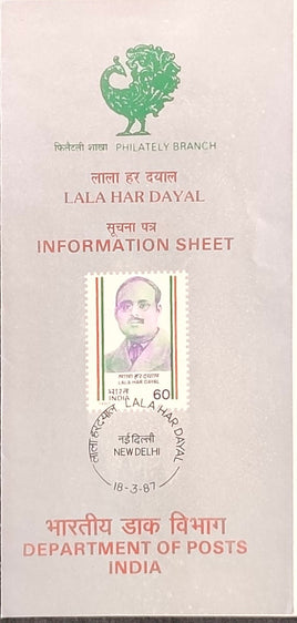 India 1987 Lala Har Dayal Phila-1064 Blank Folder