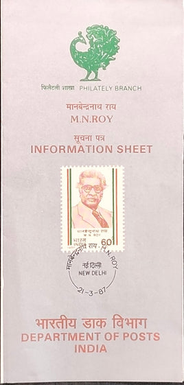 India 1987 Manbendra Nath Roy Phila-1065 Blank Folder