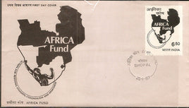 India 1987 Africa Fund Map Phila-1061 FDC