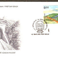 India 1998 Konkan Railway Locomotive Bridge Phila-1619 FDC