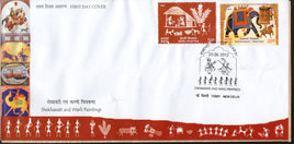 India 2012 Warli & Shekhawati Paintings Art Elephant 2v FDC