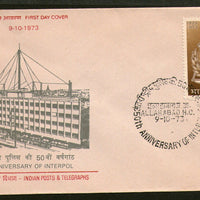 India 1973 50th Anniversary of Interpol Police Phila-590 FDC