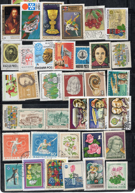 Hungary 65 Diff. Used Stamps on Flowers Space Fruit Painting Olympics Sports personalities Chess Architecture # 826