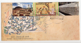 India 2024 Bharat - The Mother of Democracy Buddhism Sikhism 3V FDC # 7456